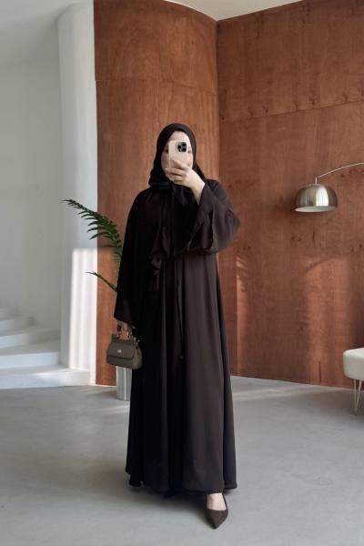 Şallı abaya Kahverengi