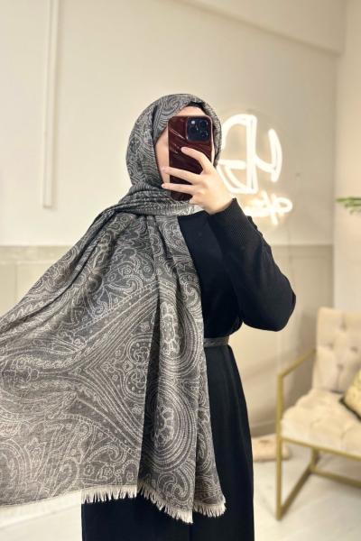 etnik kaşmir şal Antrasit