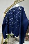 taşlı triko hırka Lacivert
