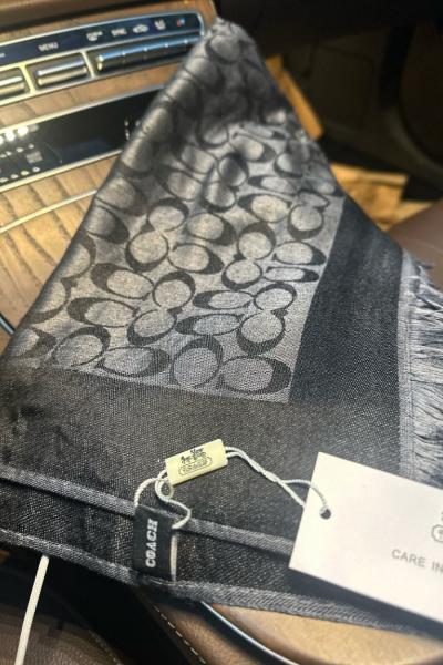 COACH KAŞMİR İPEK ÇİFT TARAFLI Gri Siyah