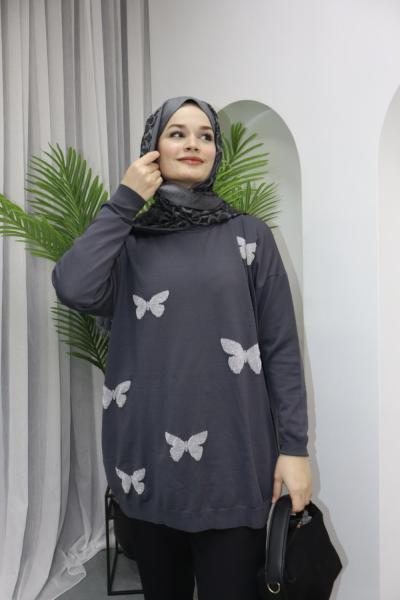 SİMLİ KELEBEK TRİKO Antrasit