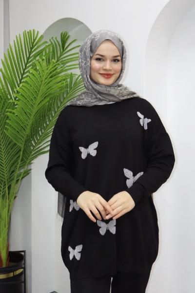 SİMLİ KELEBEK TRİKO Siyah