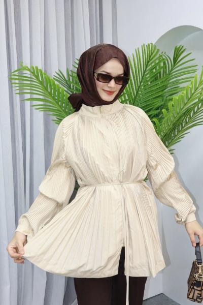 PİLİSELİ GÖMLEK Bej