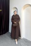 TENSEL KEMERLİ ELBİSE Acı Kahve