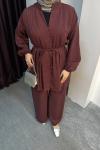 HAKİM YAKA TENSEL TAKIM Bordo