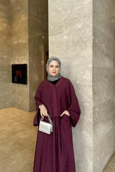 TAŞLI ETEKLİ TAKIM Bordo