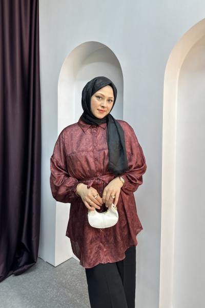 ETRO SATEN GÖMLEK Bordo