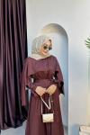 PELERİN DETAY ELBİSE Bordo