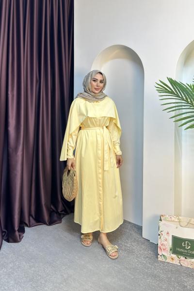 PELERİN DETAY ELBİSE Sarı