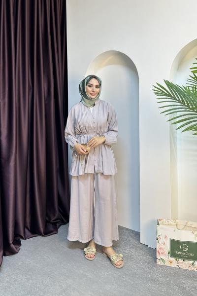 HAKİM YAKA TENSEL TAKIM Gri