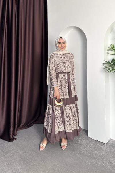 İNDİRA ETEKLİ TAKIM Kahverengi