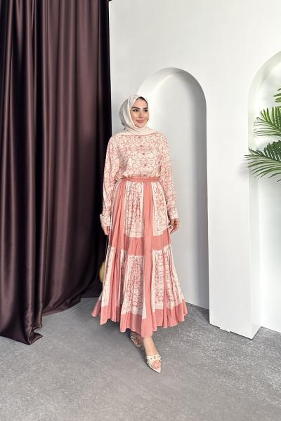 İNDİRA ETEKLİ TAKIM Somon