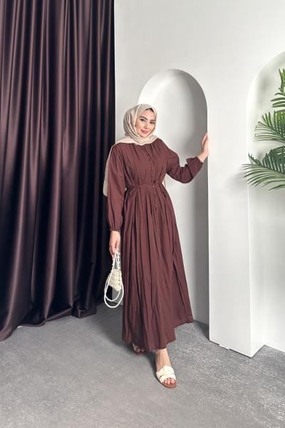 NERVÜR DETAY ELBİSE Bordo