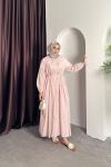 NERVÜR DETAY ELBİSE Pembe