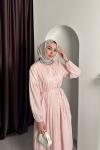 NERVÜR DETAY ELBİSE Pembe