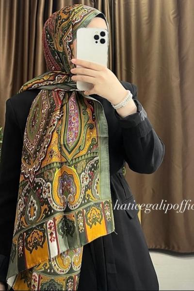 ETNİK DESEN VUAL ŞAL Haki