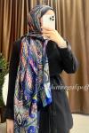 ETNİK DESEN VUAL ŞAL Lacivert