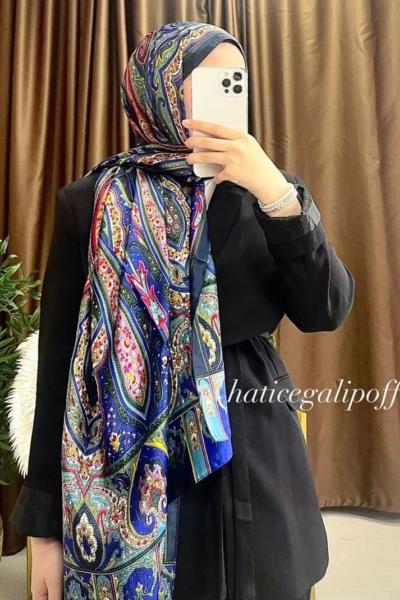 ETNİK DESEN VUAL ŞAL Lacivert