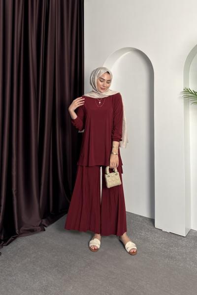 PİLELİ MODAL TAKIM Bordo