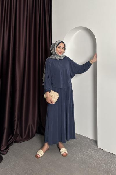 DİKİŞ DETAY ETEKLİ TAKIM Lacivert