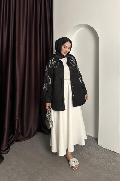 PREMIUM TAŞLI TASARIM CEKET Siyah