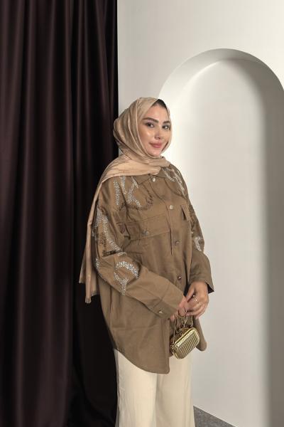 PREMIUM TAŞLI TASARIM CEKET Kahverengi