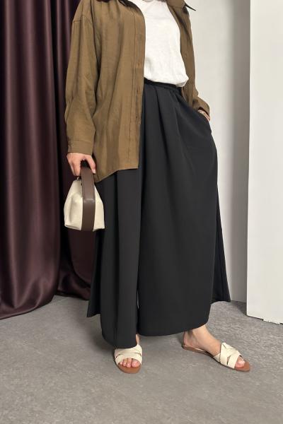 KREP PANTOLON ETEK Siyah