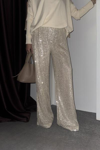 PUL PAYETLİ PANTOLON Ekru