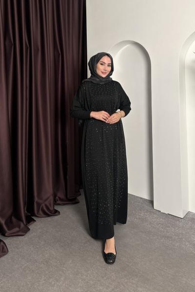 TAŞLI TRİKO ELBİSE Siyah