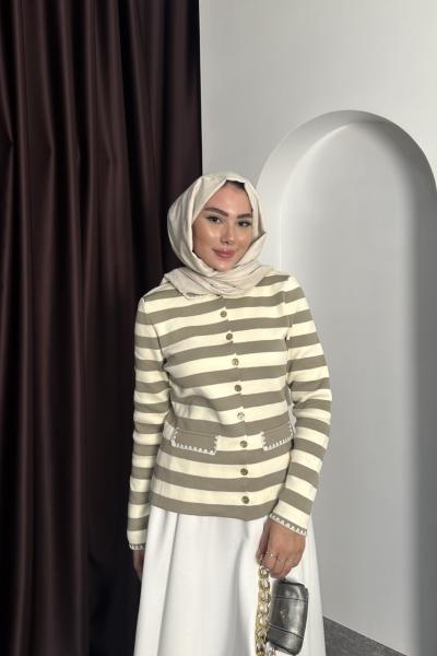 ÇİZGİ DESEN HIRKA Haki