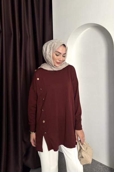 ŞERİT GOLD DÜĞMELİ TRİKO Bordo