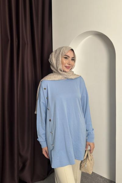 ŞERİT GOLD DÜĞMELİ TRİKO Mavi