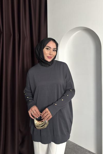 KOLU GOLD DETAY TRİKO Antrasit