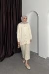 GOLD DÜĞME DETAYLI HIRKA Krem
