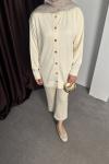 GOLD DÜĞME DETAYLI HIRKA Krem