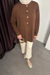 GOLD DÜĞME DETAYLI HIRKA  Kahverengi