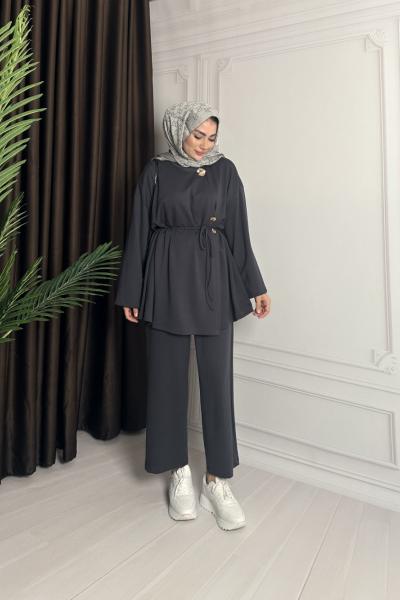 GOLD ÇİÇEK DETAY TAKIM Antrasit