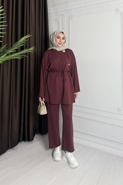 GOLD ÇİÇEK DETAY TAKIM Bordo