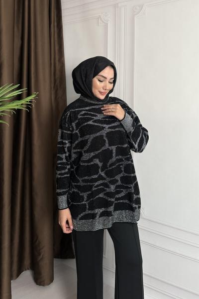 ÇİZGİLİ SİMLİ TRİKO Siyah