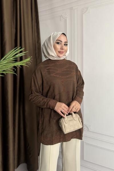 ÇİZGİLİ SİMLİ TRİKO Kahverengi