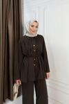 PİLELİ PANTOLONLU TAKIM Acı Kahve