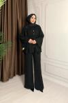 PİLELİ PANTOLONLU TAKIM Siyah