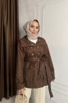 ÇITÇIT DETAYLI TRENÇKOT Kahverengi