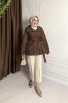ÇITÇIT DETAYLI TRENÇKOT Kahverengi