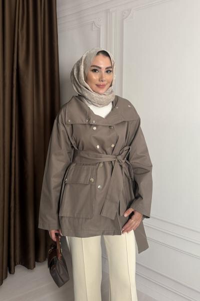 ÇITÇIT DETAYLI TRENÇKOT Vizon