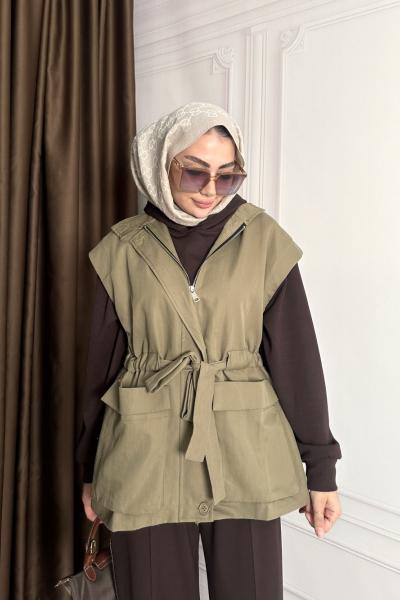 BÜZGÜLÜ YELEK Haki