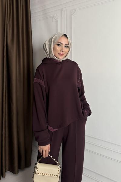 BYM MUADİL ŞERİT TAŞ DETAY TAKIM Bordo