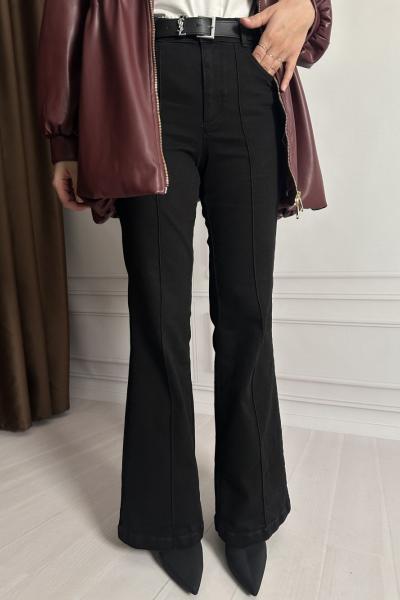 KEMERLİ ÇIMALI JEAN Siyah