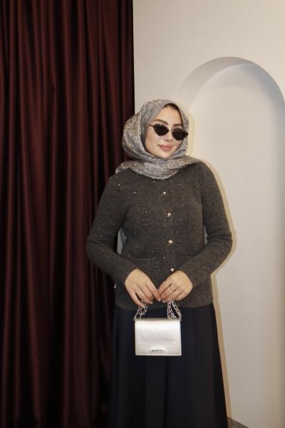 PUL DETAY TRİKO HIRKA Gri