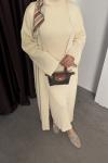 İKİLİ TRİKO ELBİSE TAKIM Krem